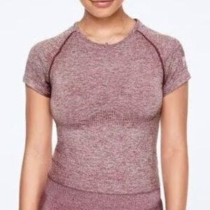 PINK Victoria's Secret Maroon Seamless Short Sleeve Top